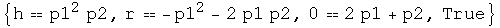 {hp1^2 p2, r -p1^2 - 2 p1 p2, 02 p1 + p2, True}