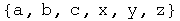 {a, b, c, x, y, z}