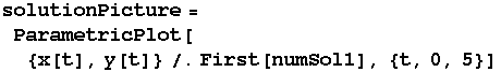 solutionPicture = ParametricPlot[{x[t], y[t]}/.First[numSol1], {t, 0, 5}]