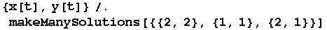 {x[t], y[t]}/.makeManySolutions[{{2, 2}, {1, 1}, {2, 1}}]